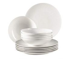 MÃSER 931461 Dalia, Tafelservice fÃ¼r 6 Personen aus hochwertigem Hotelporzellan in WeiÃ, 12-teiliges Teller Set in Vintage Design, Durable Porzellan