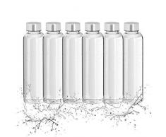 Relaxdays 6er Set Trinkflasche Glas, Wasserflasche mit Hülle, 500ml, spülmaschinenfest, wasserdicht, transparent/schwarz