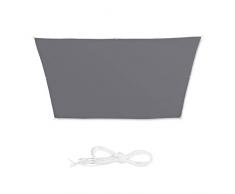 Relaxdays Sonnensegel Trapez, wasserabweisend, UV-beständig, Spannseile, Terrasse, Balkon, Pool, Maße 3x4x2x2 m, grau