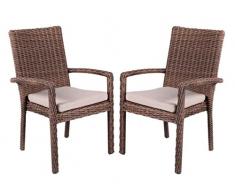 Ambientehome Strandgut07 Polyrattan Stapelsessel, 2-er Set, braun, 62 x 59 x 96 cm, 64196