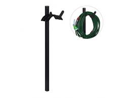 Relaxdays Schlauchhalter für Garten, stehend, für 61m Schlauch, Schlauchständer, Stahl, HBT: 107,5 x 25 x 18 cm, schwarz