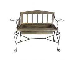 Starke Blumenbank Holz und Metall 88x44x62cm Blumenkasten Bank Pflanzbank Gartendeko