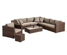 Baidani Rattan Garten Lounge Garnitur Blizzard, Braun meliert (Taupe)