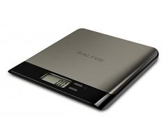SALTER Pro, digitale Küchenwaage, schlankes Design, LCD-Display, Zuwiegefunktion, Aquatronic, einfach zu reinigen, platzsparend, edelstahl