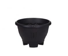 Whitefurze rund, venezianisch, Übertopf mit Bein, plastik, schwarz, 43 cm