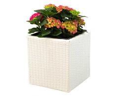 Pflanzkübel Blumenkübel Blumentopf Polyrattan Quadrat LxBxH 38x38x40cm weiß