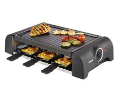 Korona 45065 Raclette Grill für 6 Personen I Tischgrill mit 6 Pfännchen und 6 Spatel I Abnehmbare Grillplatte, 18/10 Stahl, schwarz