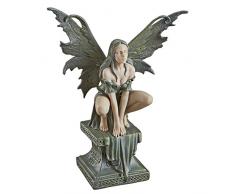 Design Toscano Kleine keltische Elfe Gefährlicher Absprung Statue, Kunstharz, Braun, 7.5 x 19 x 24 cm
