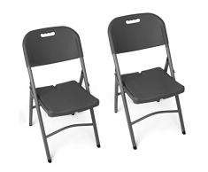 Vanage Klappstuhl in grau - Gartenstuhl im 2er Set - Klappsessel - Gartenmöbel - Stuhl für Garten, Terrasse und Balkon geeignet