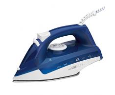 Clatronic DB 3704 Dampfbügeleisen mit 7 Funktionen, Edelstahlspezialsohle, stufenlose Temperaturregulierung, zuschaltbare Selbstreinigungsfunktion, Weiß/Blau