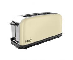 Russell Hobbs Toaster Langschlitz Colours+ creme, extra breite 1 Langschlitzkammer, inkl. Brötchenaufsatz, 6 einstellbare Bräunungsstufen + Auftaufunktion, 1000W, 21395-56