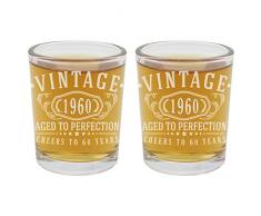 Schnapsgläser, Vintage-Stil, 1960, geätzt, ca. 70 ml, 2 Stück