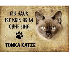 Schatzmix EIN Haus ist kein heim ohne eine Tonka Katze Metal Sign deko Schild Blech Garten