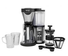 Ninja CF060EU Kaffeeautomat (mit Timer und Auto-iQ Technologie , Kaffeemaschine inklusive Milchaufschäumer, 2 Thermo Tassen und Glaskaraffe, Filter Kaffeebereiter) silber