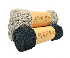 My Doggy Place – Hundeteppich aus sehr saugfähiger Mikrofaser, langlebig, schnell trocknend, waschbar, hält Ihr Haus sauber (Größen: Läufer in M, L, XL, für den Flur, Halbmondförmig) X-Large / Runner (5 x 3 Feet) hellgrau