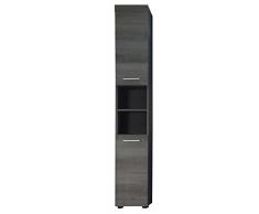 Trendteam 1581-101-21Badezimmer Hochschrank Schrank Runner, 30 x 190 x 31 cm in Rauchsilber Dekor mit viel Stauraum