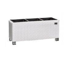Gartenfreude Pflanzkübel, Raumteiler, Polyrattan für Innen und Außen, Kunststoffeinsatz mit Aluminiumfüßen, weiß, 78x27x34 cm, 4000-1072-208