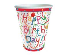 Caspari Papier-Becher, 266 ml, englische Aufschrift „Happy Birthday“