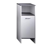 Trendteam Badezimmer Schrank Standschrank California, 32 x 82 x 28 cm in WeiÃ, Absetzung Rauchsilber mit viel Stauraum