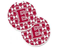 Caroline s Treasures Buchstabe E Fußball-Crimson, grau & weiß 2 Stück Halterung Auto Untersetzer cj1065-ecarc, 2,56, multicolor