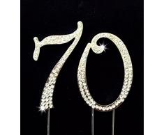 70th Birthday / Wedding Anniversary Number Cake Topper with Sparkling Rhinestone Crystals - 2.75 by Charming Collections