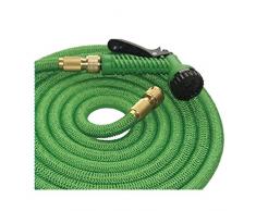 Euronovità Halbmondform en-29539 Schlauch für Gießen erweiterbar 30 Meter, Armaturen Messing massiv Schnellkupplung, Pistole 7 Strahlarten, grün