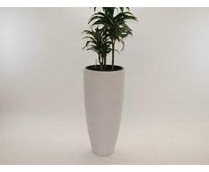Pflanzkübel Blumenkübel Blumentopf Fiberglas rund konisch D38xH80cm perlmutt weiß.