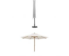 Schneider Schutzhülle für Sonnenschirm, silber, bis ca. 300 cm Ø + Sonnenschirm Malaga, natur, 300 cm rund, Gestell Aluminium/Stahl, Bespannung Polyester, 8 kg