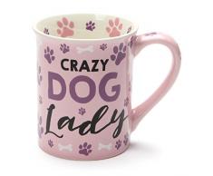 Crazy Dog Lady Kaffeetasse mit Pfotenabdrücken, 425 ml, Keramik