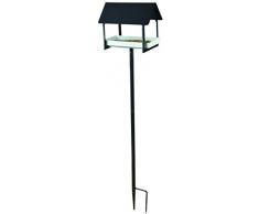 Esschert Design Futterhaus, auf Stab, in anthrazit/weiß, aus dem Material „Metall“, 19,2 x 28,9 x 126,0 cm