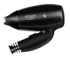 adler AD-2251 Reise-Haartrockner, faltbar, 1400 W, kompakt, 2 Temperaturen, 2 Geschwindigkeitsstufen, 1400 W, Polymer, Schwarz