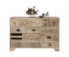 Kommode Puro 14 Schübe, schmales, modernes Sideboard, Kommodenschrank, beige (H/B/T) 80x114x35cm