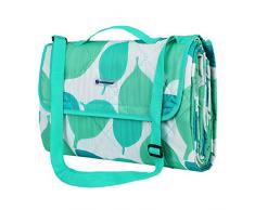 SONGMICS Waschbare Picknickdecke für Outdoor, faltbar zu Tasche mit Schultergurt, leichte Campingdecke, ideal für Reise, wärmeisoliert, 195 x 150 cm GCM80JW