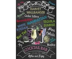 Schatzmix Cocktails bar sorten, Typen übersicht schwarz Hintergrund Metal Sign deko Sign Garten Blech
