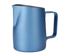 Dianoo Espresso-Milchaufschäumer, Milchkännchen, Edelstahl, für Kaffee-Latte-Kunst, 420 ml blau