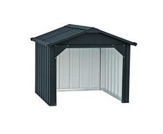 Duramax Rasenmäher mit geschlossener Rückseite und Akku-Ladestation aus feuerverzinktem Stahl, wetterfest & UV-geschützter Roboter-Rasenmäher Carport, Anthrazit