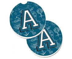 Caroline s Treasures Buchstabe A Sea Doodles Initiale Alphabet-Set von 2 Tasse Halterung Auto Untersetzer cj2014-acarc, 2,56, multicolor