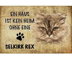 Schatzmix EIN Haus ist kein heim ohne eine Selkirk rex Katze Metal Sign deko Schild Blech Garten