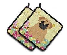 Caroline s Treasures bb6007pthd Ostern Eier Mops braun Paar Topflappen, 19,1 x 19,1 cm Multicolor