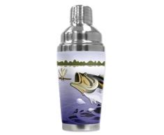 mugzie 843-shaFisch & Libelle Cocktail Shaker mit isolierter Neoprenanzug, 16 oz, schwarz