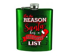 Spoontiques 15856 Naught List Flachmann, Edelstahl, Grün