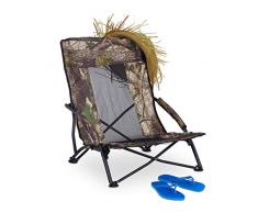 Relaxdays Strandstuhl, Faltbarer Anglerstuhl, mit Tragetasche, für Camping, Garten & Strand, bis 100kg, 70x57x55cm, grün