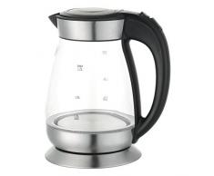 Grafner 2200 Watt Glas Edelstahl Wasserkocher 1,7 Liter mit LED Beleuchtung 360 Grad, kabellos, Kalkfilter, BPA frei, Schwarz