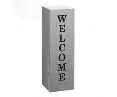 Gartenfreude Home Deko Säule Hauseingang Garten Windlicht Blumensäule Podest Welcome 16 x 16 x 50 cm grau