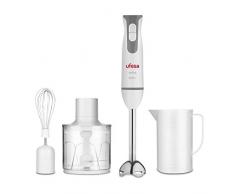 Ufesa BP4552 activa BP4552-Stabmixer, W, Turbofunktion, Abnehmbarer Fuß, 2 hocheffiziente Klingen, Ergonomisch,Edelstahl-Schneebesen, Meßbecher, Zerkleinerer, BPA-frei, 600, Weiß/Grau