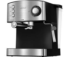 MPM MKW-06M 20 bar-Espresso-und Cappuccinomaschine, Milchaufschäumer, Tassenwärmer, Edelstahlausführung, Abnehmbarer 1,7-Liter-Wassertank, 850 W, 1.7 liters, Silver