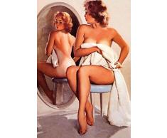 Schatzmix Pinup/pin up sexy Frau in große Spiegel erotik Metal Sign deko Sign Garten Blech