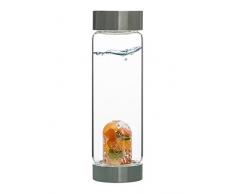 VitaJuwel NEU! Via Happiness 500ml GLAS WASSERFLASCHE (Karneol orange CALCIT Jade (Nephrit) klar Quartz)