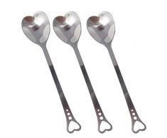 Honbay 10 Stück 14,3 cm Edelstahl Herzform fein poliert Kaffee Zucker Löffel Milch Dessert Löffel Teelöffel Küche Rührlöffel