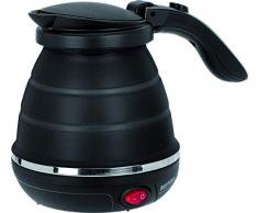 MPM MCZ-73/C Faltbarer elektrischer Wasserkocher, sauerstoffbeständig, automatischer Deckel, Silikon, 0,5 Liter, 750W, BPA-frei, schwarz, 750, black